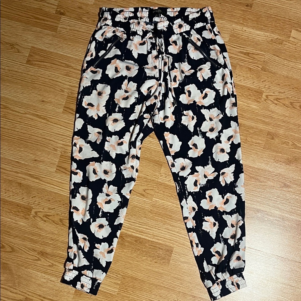 Dynamite Floral Track Pants - Black and White